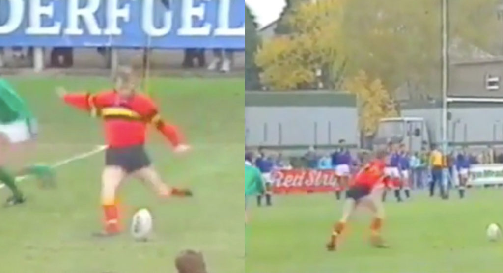Impressive footage of the man who could slot goal kicks with either foot