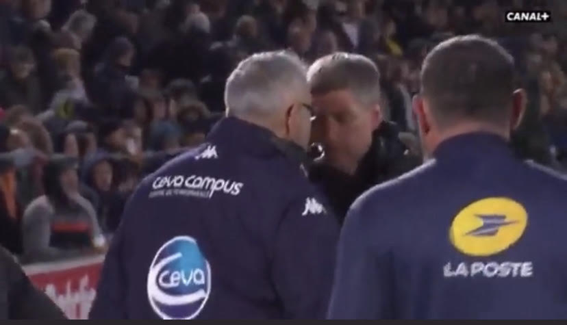 Ronan O’Gara squares off with opposition coach in heated Top 14 rugby clash